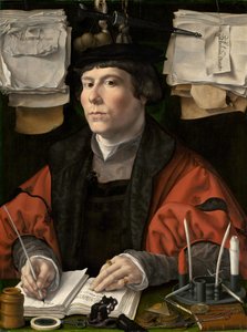 一个商人的肖像，约1530年。 作者 扬·高萨特（Jan Gossaert）
