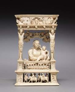 建筑框架中的维尔京和儿童，c。 1530-1540。 作者 扬·高萨特（Jan Gossaert）