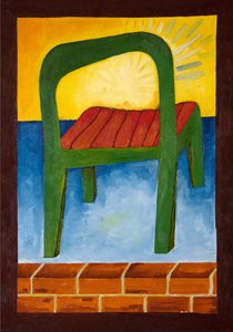 空中的椅子，2005（木板油画） 作者 扬·格罗内伯格