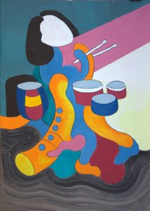 小鼓手女孩》，2009年（布面油画） 作者 扬·格罗内伯格