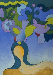 污染水域中的小美人鱼，2007（布面油画） 作者 扬·格罗内伯格