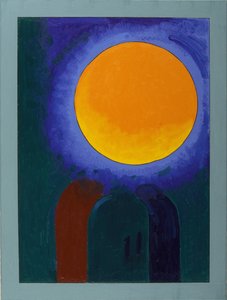 月亮下的两只麝香鼠，2008（布面油画） 作者 扬·格罗内伯格