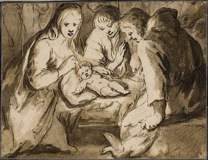 牧羊人的崇拜 作者 扬·哈曼斯（Jan Harmensz）。穆勒