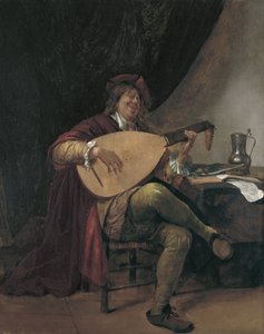 自画像演奏琵琶，大约1665年
