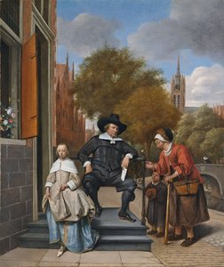 代尔夫特的Burgher和他的女儿，1655年 作者 扬·哈维克斯佐恩·斯汀