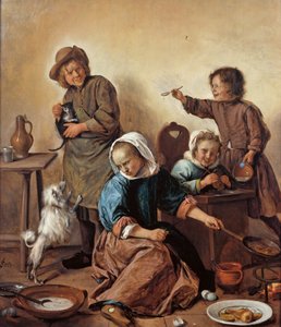 儿童餐，约1665年。 作者 扬·哈维克斯佐恩·斯汀