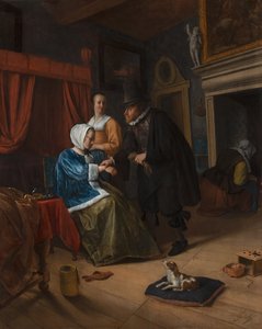 生病的女孩，1660年 作者 扬·哈维克斯佐恩·斯汀