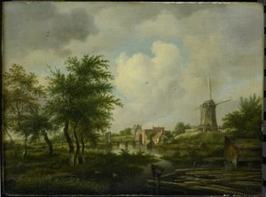 阿姆斯特丹的废墟城墙和 Weteringpoort，在 Buitensingel 河对岸可见