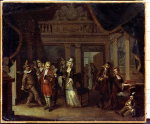 私人音乐会。家庭音乐会。老约瑟夫-霍雷曼斯（Jan Josef Horemans the Old，1682-1759 年）的画作。弗拉芒艺术，洛可可风格。布面油画。俄罗斯谢尔普霍夫国家历史艺术博物馆。