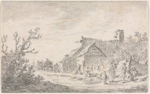 景观与小屋和人物，1653年。