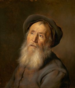 戴贝雷帽的大胡子男人，约1630年。 作者 扬·利文斯（Jan Lievens）