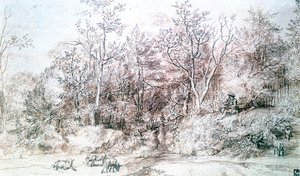 与演奏长笛的人共处风景，c1627-1674 作者 扬·利文斯（Jan Lievens）