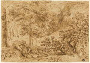 风景与树下熟睡的牧羊人 作者 扬·利文斯（Jan Lievens）