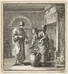 妇女把发光的煤炭放进罩衣里
遮盖物 作者 weduwe Pieter Arentsz 和 Cornelis van der Sys (II)