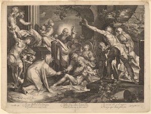 拉撒路的复活 作者 扬·穆勒（Jan Muller），仿照亚伯拉罕·布洛马尔特（Abraham Bloemaert）