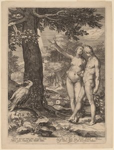 知识树前的亚当和夏娃 作者 Jan Pietersz Saenredam 在 Abraham Bloemaert 之后