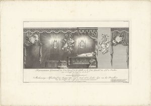 威廉四世亲王陵墓所在的大厅右侧，1751 年
Representation Geometrale du Côte Droit（......）/测量大厅的统治者一侧和祭祀床的左侧，以及他庄严的身体轮廓 作者 彼得·德斯瓦特