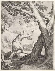 以利沙和以利亚的火战车，1604年。 作者 扬·萨恩雷丹（Jan Saenredam）