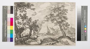 显示Ganymede的绑架的风景，c.1600 作者 扬·萨恩雷丹（Jan Saenredam）