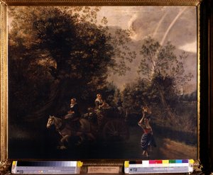 岔道（A gue）。扬-西尔贝雷赫斯（1627-1703 年）的画作。布面油画，94 x 116 厘米