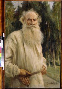 俄罗斯作家列昂-托尔斯泰（1828-1910 年）的肖像。扬-施蒂卡（1858-1925 年）的画作
