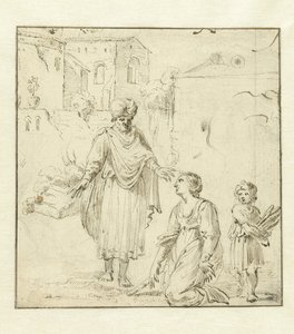 以利亚和撒勒法的寡妇 作者 Jan Lievens（拒绝归因）