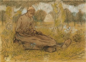 春天的小女孩c。 1885-90 作者 扬·图洛普
