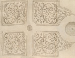 娱乐花园的喷泉和四个方形花坛的设计，1651年 作者 扬·范·德·韦尔德