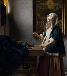 拿着天平的女人，约1664年。