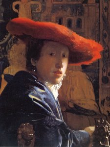 有一顶红色帽子的女孩，c.1665
