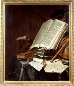 Jan Vermeulen (1638-1674) 17 世纪 Sun 的书籍和乐器绘画。 0,78x0,69 m 南特，美术博物馆 作者 扬·维穆伦