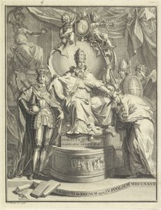 阿德里安六世登上王位 标题：Burmann，Kasper。 哈德良六世 (Hadrianus VI) 或第六任罗马教皇哈德良努斯 (Hadrianus) 的历史记录，1727 年 作者 扬·旺德拉尔
