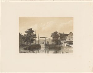带吊桥的运河景观 作者 荷兰皇家 Steendrukkerij van CW Mieling