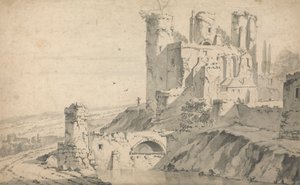 河上的城堡废墟 作者 扬·威克（Jan Wyck）