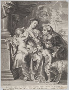神圣家族与伊丽莎白和婴儿圣约翰施洗者，圣母护理婴儿基督，c.1635-42 作者 扬·维多克