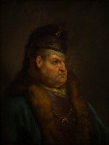 头巾男肖像》（油画） 作者 Jan the Elder (圈子) Lievens