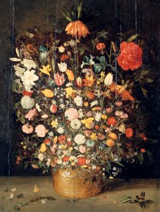 木制花瓶里的花束，1603年 作者 简·布鲁格尔·扬