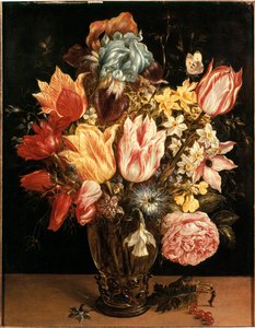 郁金香花束 扬-勃鲁盖尔（或Breugel或Brueghel或Breughel）的绘画，前者被称为Bruegel de Velours（1568-1625）。17世纪。私人收藏 作者 简·布鲁格尔·扬