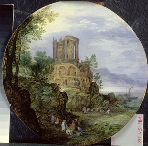 南海岸景观与维斯塔神庙在蒂沃利，1595年 作者 简·布鲁格尔·扬