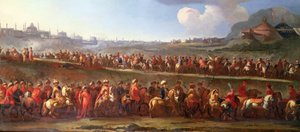 君士坦丁堡外的土耳其大篷车（布面油画） 作者 Jan van (attr. To) Huchtenburgh