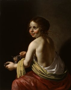逗猫的女孩，约 1630 年（木板油画）