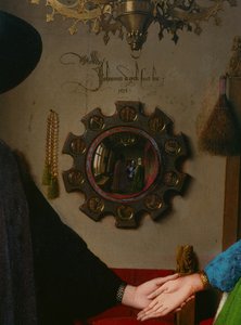 Arnolfini婚姻，镜子细节，1434油面板 作者 扬·范·埃克