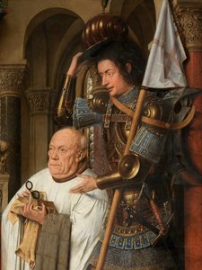 圣母和圣婴与 Canon Joris van der Paele 的细节 作者 扬·范·埃克