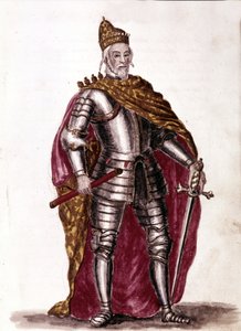 总督塞巴斯蒂亚诺·维尼尔 (1577 - 1578)。 Jan van Grevenbroeck（或 Giovanni Grevembroch (Grevenbroch)（1731-1807））手稿“威尼斯人的习俗”中的水彩画和墨水 作者 扬·范·格雷文布罗克