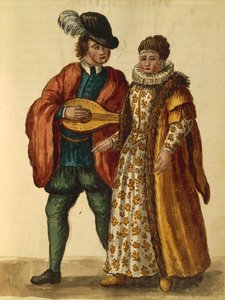 Gli Abiti de Veneziani，作者是Jan van Grevenbroeck或Giovanni Grevembroch，服装和面具的插图书，水彩。 作者 扬·范·格雷文布罗克