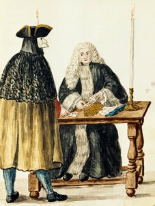 行政长官与蒙面人打牌，由Jan Grevenbroeck（1731-1807）创作，意大利 作者 扬·范·格雷文布罗克