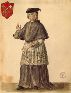 教皇遗嘱在Serenissima，由Jan van Grevenbroeck或Giovanni Grevembroch（1731-1807）创作，Gli Abiti de Veneziani，来自服装图鉴，水彩。 作者 扬·范·格雷文布罗克