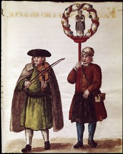 圣人封圣的宗教庆典（圣人封圣的宗教庆典）来自 Jan van Grevenbroeck（或 Giovanni Grevembroch (Grevenbroch)（1731-180）手稿“威尼斯人的习俗”）的水彩画和墨水 作者 扬·范·格雷文布罗克