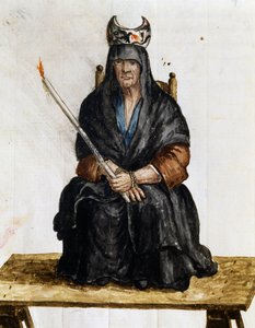 女巫，插图来自几乎每个时代的威尼斯人的服装，在18世纪勤奋地收集和绘制，乔万尼-迪-格雷文布罗赫（1731-1807）。 作者 扬·范·格雷文布罗克