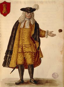 西班牙大使，由扬-范-格雷文布洛克或乔万尼-格雷文布洛克（1731-1807）创作，《威尼斯的阿比蒂》，来自服装图鉴，水彩画 作者 扬·范·格雷文布罗克